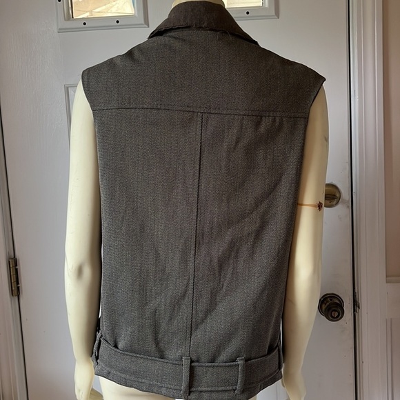 𝅺ALLSAINTS Italian Cloth Women’s Zulia Biker Moto Vest Brown Beige Size 6 - Picture 8 of 14